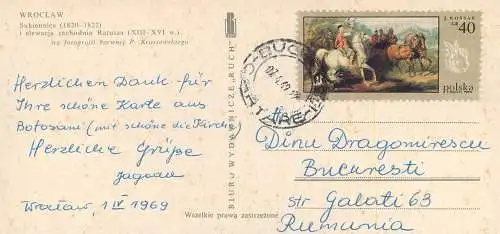 Postcard Poland Wroclaw Sukiennice 1969