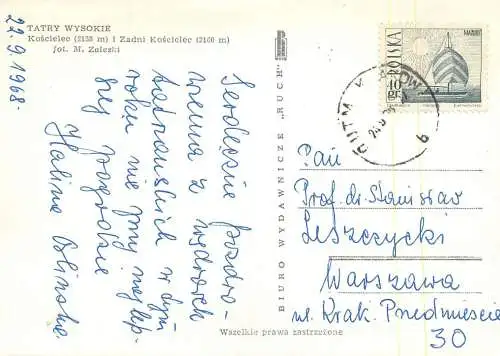 Postcard Poland Tatry Wysokie Koscielec zadni koscielec