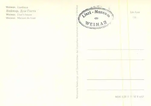 Postcard Germany Weimar Liszt's house