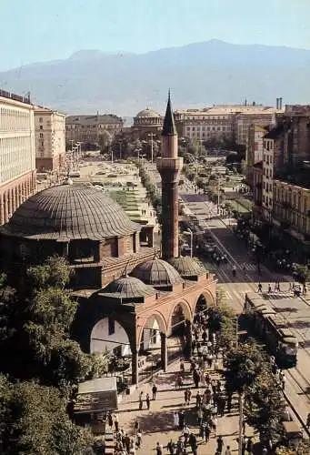 Postcard Bulgaria Sofia G Dimitrov allee and mosque minaret