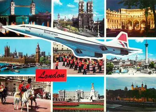 Postcard Uk England London multi view Concorde