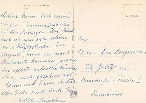 Postcard Germany Mainz am Rhein dom