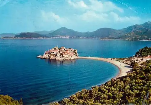Postcard Montenegro Sveti Stefan island