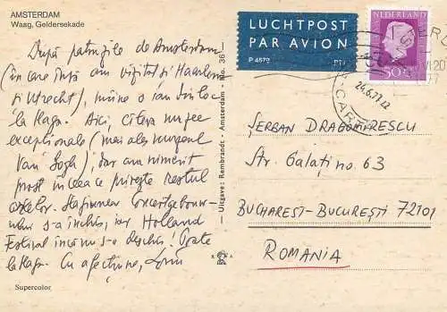 Postcard Netherlands Amsterdam Waag Gelderseekade 1977