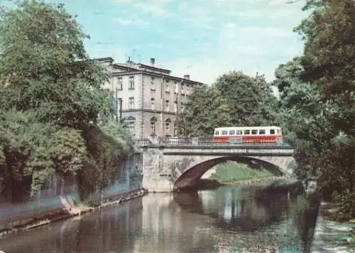 Postcard Poland Kalisz Prosna river bridge