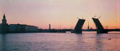Russia Leningrad Neva river bridge