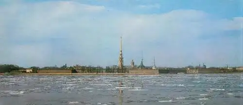 Russia Leningrad ice drifting on Neva