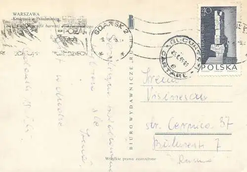 Postcard Poland Warszawa krakowskie przedmiescis 1965