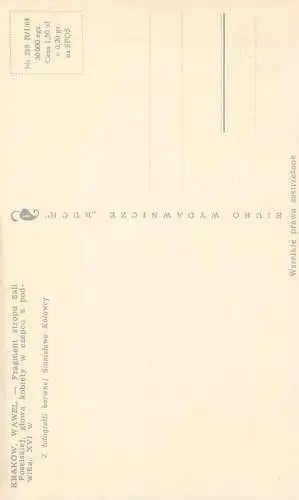 Postcard Poland Krakow wawel fragment stropu Sali Poselskiej