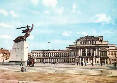 Postcard Poland Warszawa plac Teatralny statue