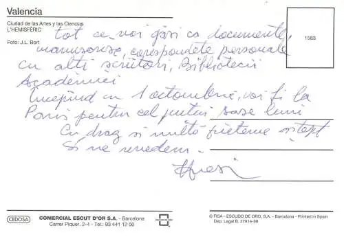 Postcard Spain Valencia ciudad de las Artes las Ciencias