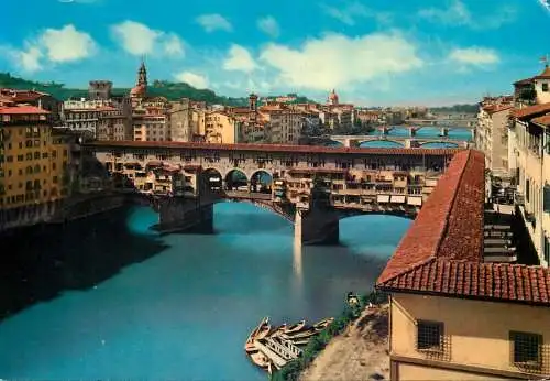 Postcard Italy Firenze florence bridges 1970