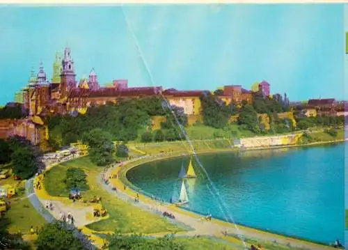Postcard Poland Krakow wawel widok od strony Wisly 1975