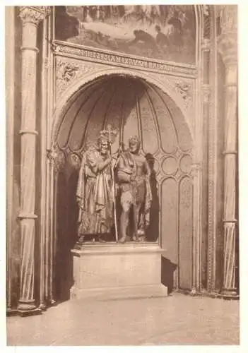 Postcard Poland Poznan cathedral and statue