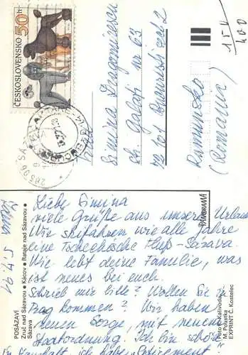 Postcard Czech Republic Posázaví 1991