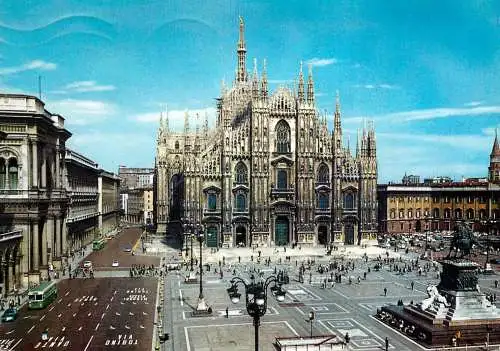 Postcard Italy Milano duomo square 1967