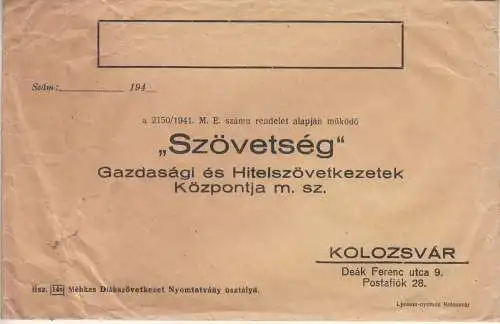 Romania Kolozsvar "Szövetség" 1940`s