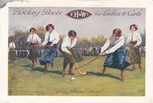 F.H & W`s Hockey Boots for Ladies & Girls advertising