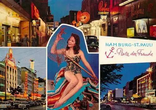 Hamburg St. Pauli platz der Freude pin-up beauty with starfish & multi views