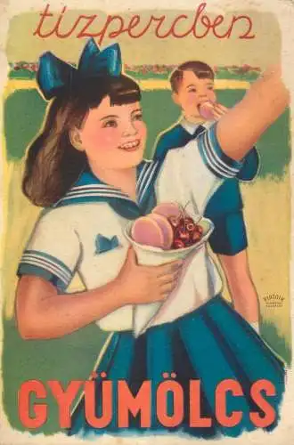 Hungary vitamin C advertising postcard Minerals in fruits and vegetable Gyumolcs Product