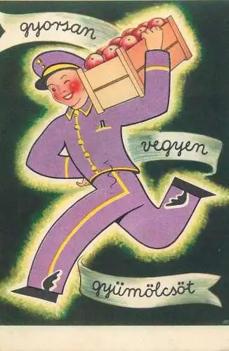 Hungary vitamin C advertising postcard Minerals in fruits and vegetable GyumolcsProduct