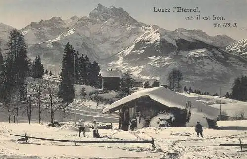 France postcard Louez l'Eternel winter ski resort