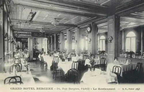 France postcard Grand Hotel Bergere restaurant