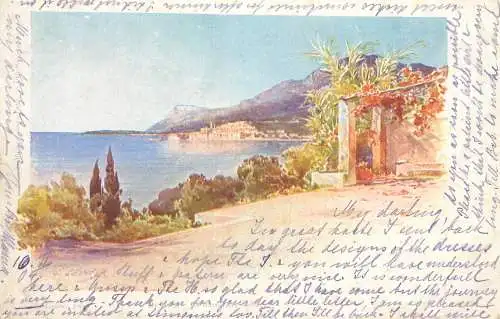 France postcard Menton coast line