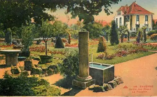 France postcard Saverne jardin des Roses la fontaine