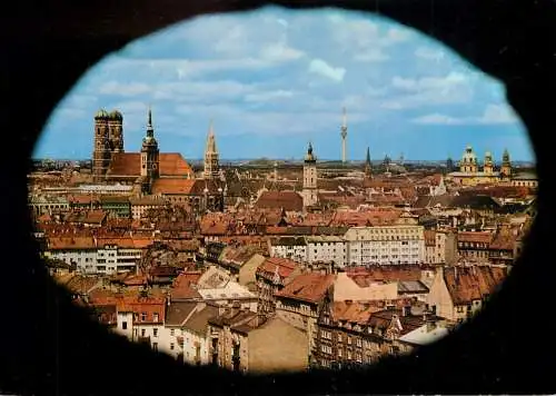 Germany Munchen Frauenkirche, Peterskirche, Rathaus, Hl. Geistkirche, Olympiaturm, Theatinerkirche cityscape panorama