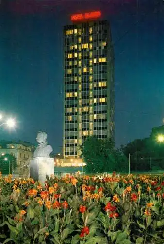 Serbia Beograd Hotel "Slavija" nocturnal view