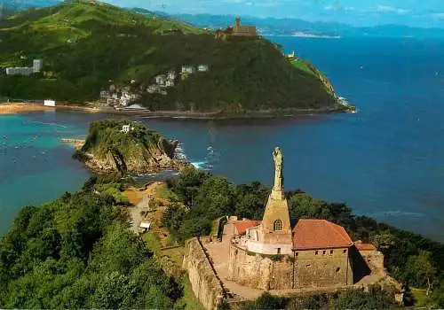 Spain San Sebastian Monument to the Sacred Heart & Igueldo Mountain