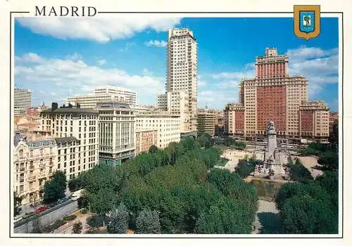Spain Madrid Plaza Espana cityscape panorama