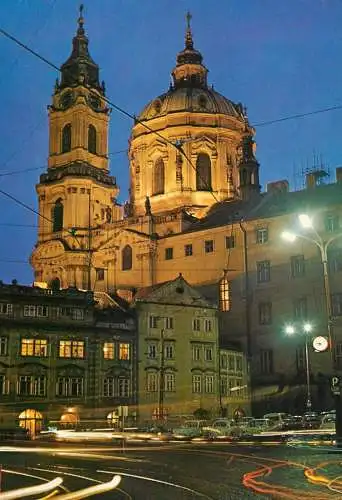 Czech Republic Prague St Nicholas Cathedral nocturnal view