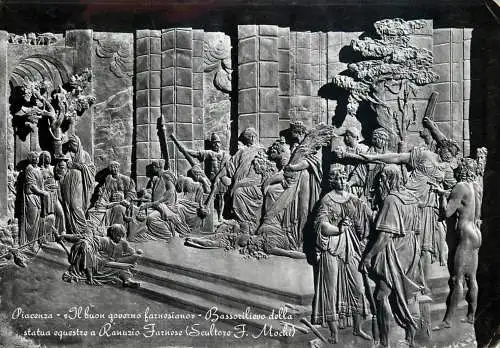 Italy Piacenza "The good Farnesian Government" Bas-relief of the equestrian statue to Ranuzio Farnese