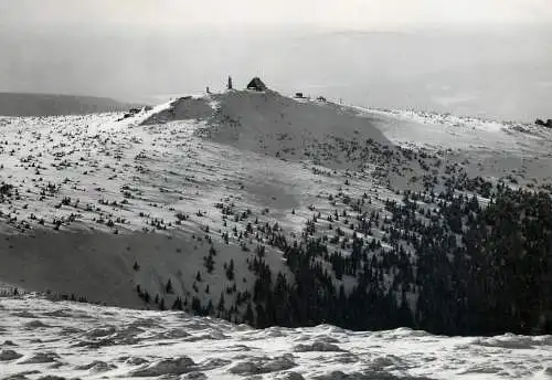 Poland Karkonosze Szrenica snow-covered mountain landscape