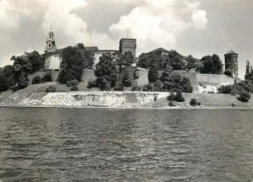 Poland Krakow Wawel Royal Castle view from across Vistula river