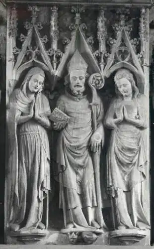 Germany Erfurt Cathedral Innocentia of Rimini with Severus of Ravenna and his wife Vincentia statues detail view