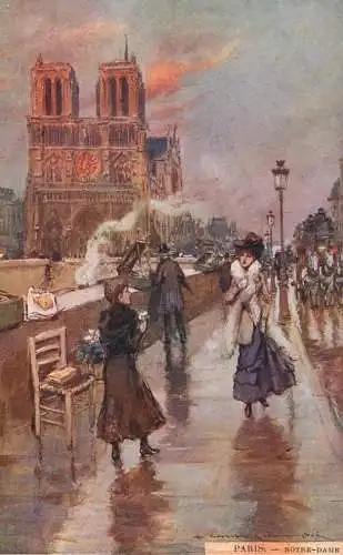 France Paris rue Notre Dame painting