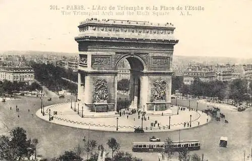 France Paris l'arc de triomphe tram 1936