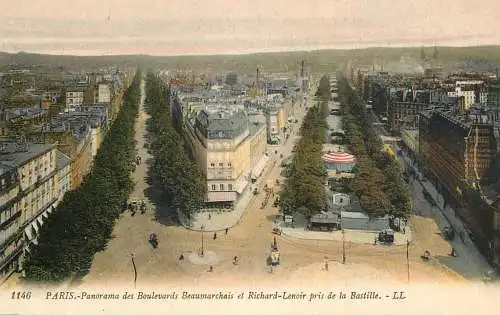 France Paris panorama des Boulevards Beaumarchais et Richard-Lenoir pris de la Bastille
