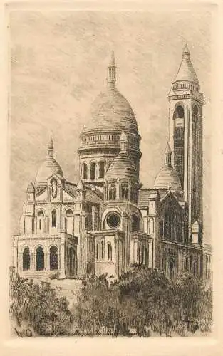 France Paris Sacre Coeur de Montmartre  etch