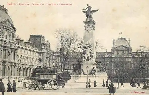 France Paris place du Carrousel statue de Gambetta carriage