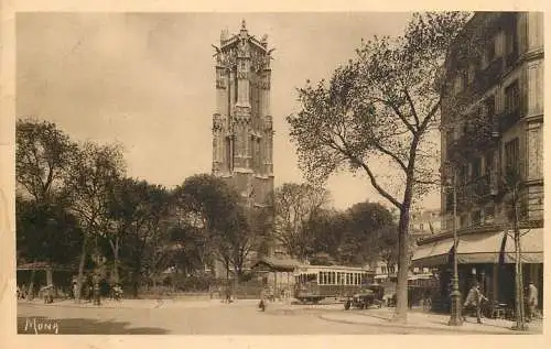 France Paris la tour Saint Jacques tram 1933