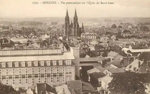 France postcard Moulins vue panoramique sur l'eglise du Sacre Coeur