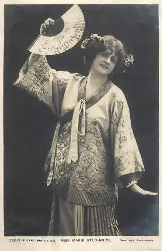 English actress and singer of the Victorian and Edwardian eras Miss Marie Studholme asian style fan