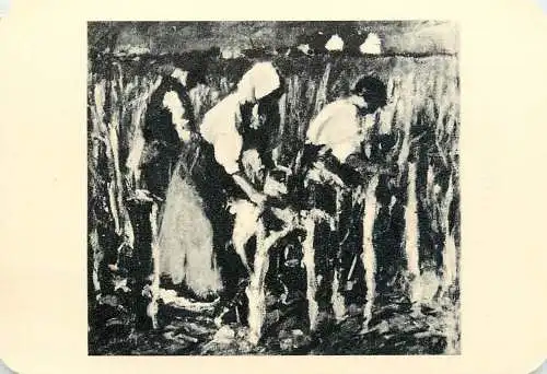 Hungarian fine art general knowledge trade card 8 x 11 cm Elobb Nagy Kukoricatores painting peasants in the field