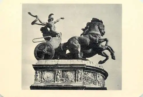 Hungarian fine art general knowledge trade card 8 x 11 cm war chariot statue Szabadsag harc Aradon