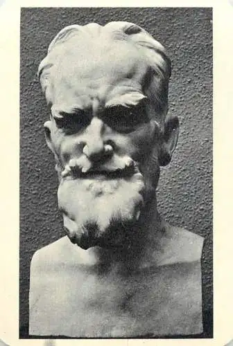 Hungarian fine art general knowledge trade card 8 x 11 cm Bernard Shaw  Rodin statue