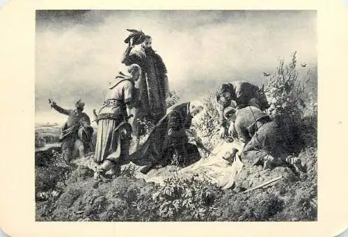 Hungarian fine art general knowledge trade card 8 x 11 cm medieval battle scene Zivatar Tancosno Matyas templom